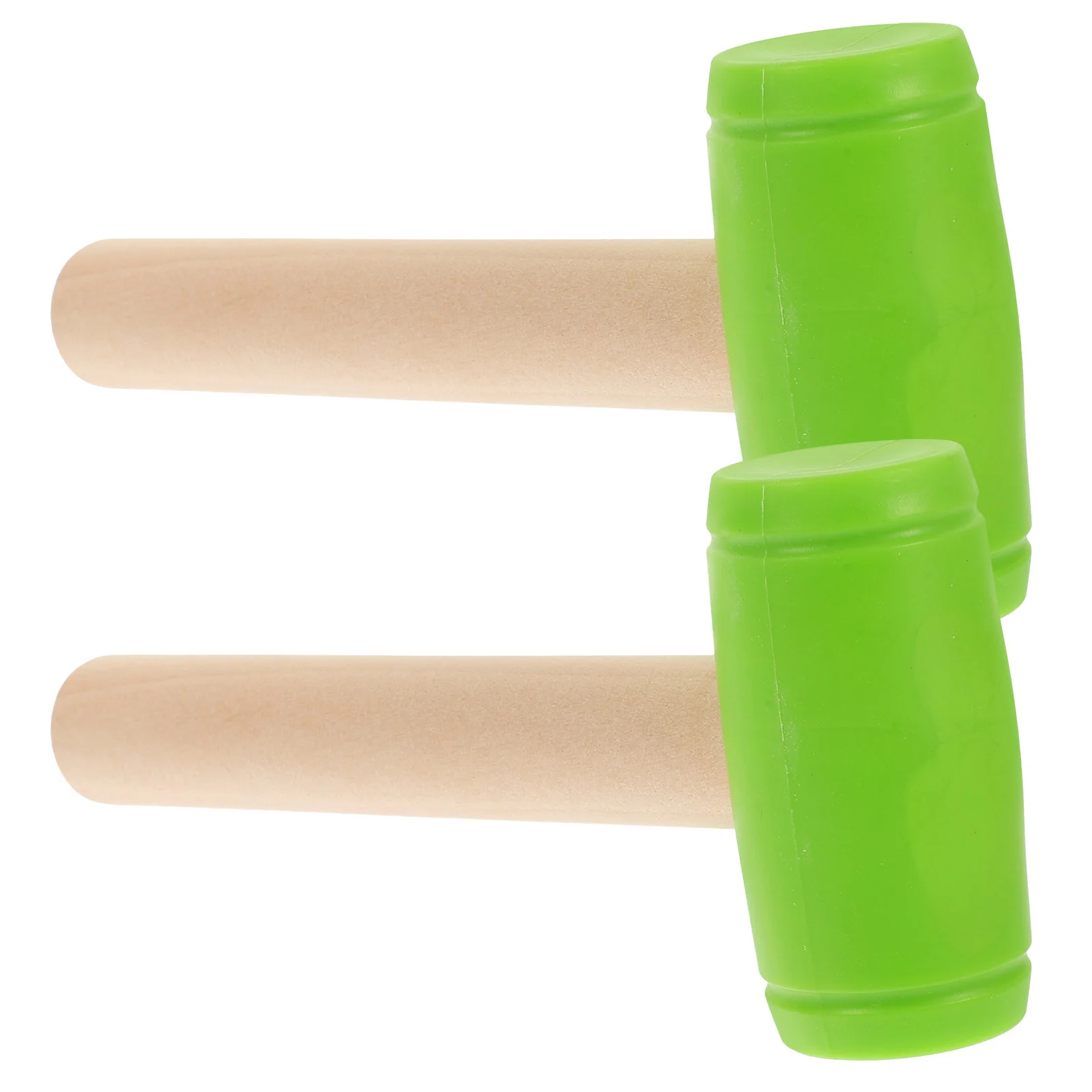 2 Pcs Kids Hammer Children's Woodworking Toys Tools Small Accessories Green Wooden Beating Gavel for Boys