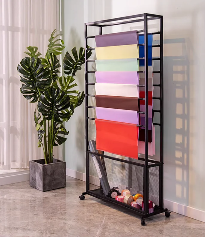 Iron ribbon rack, flower packaging paper rack, ribbon ribbon, ribbon storage display rack, flower shop supplies shelf