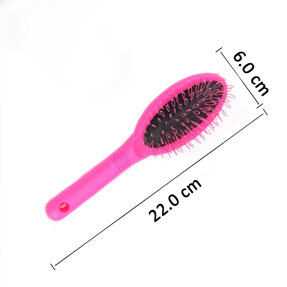 One Piece Brush Bristle Comb Massage Anti-Static Dark Brown Color Hair Extension Loop Brush Wig Care Comb Black Pink