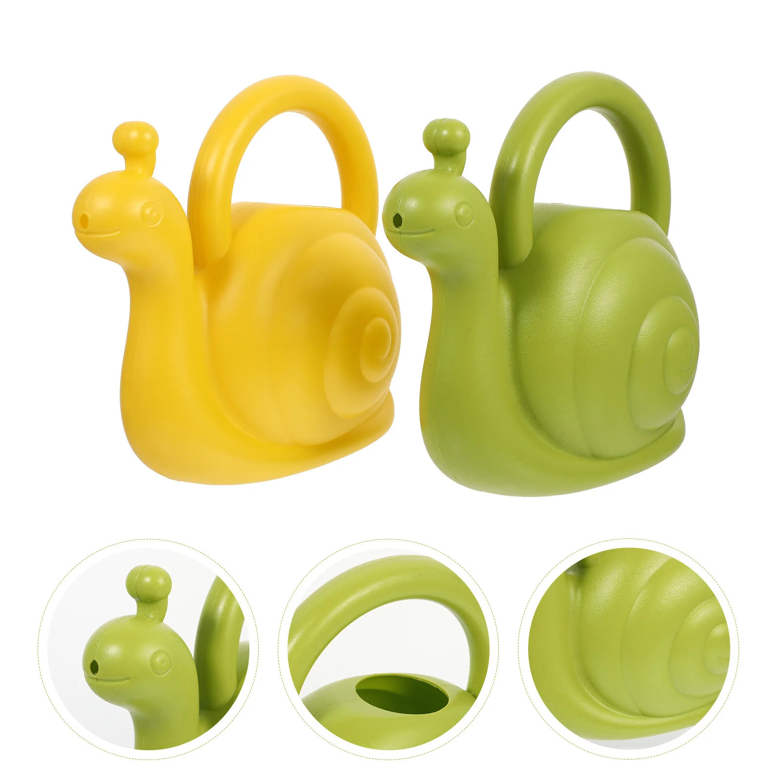 

2pcs 1L Snail Shape Plastic Watering Pot Green Yellow Cute Cartoon Garden Tool For Indoor Plants Outdoor Vegetables Kids