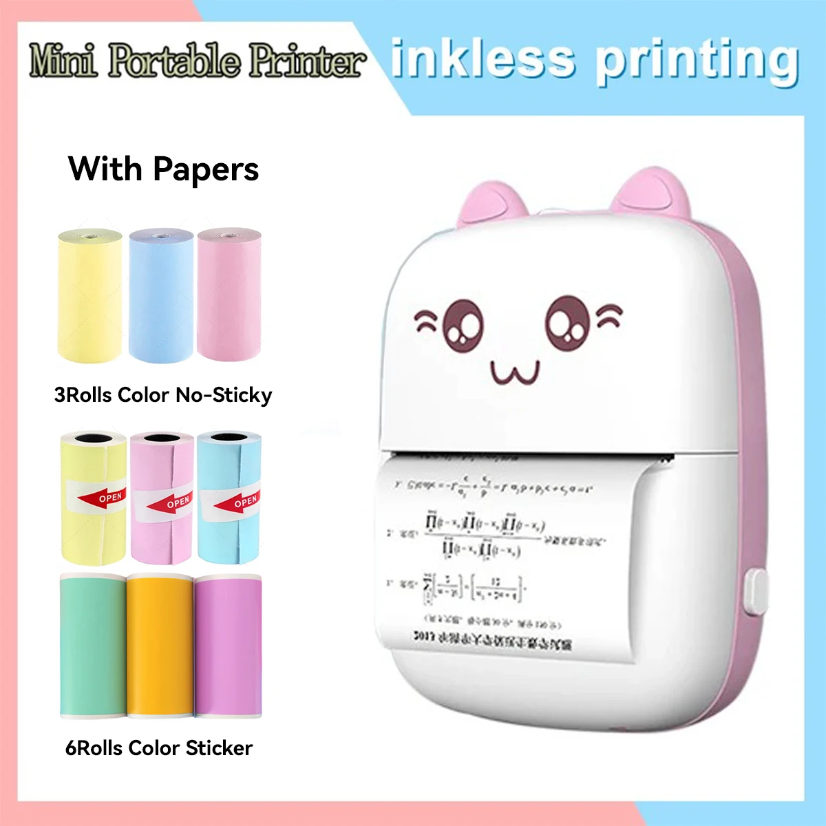 Mini Printer paper Mini Sticker paper Printer Portable for iPhone Thermal Printer for Notes Photos Stickers Labels Receipts