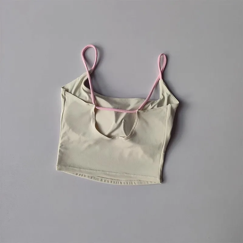 Gilet sportivo da yoga sexy senza schienale da donna, reggicalze a contrasto con coppa fissa in un unico pezzo, bellissimo reggiseno fitness per l'abbigliamento attivo
