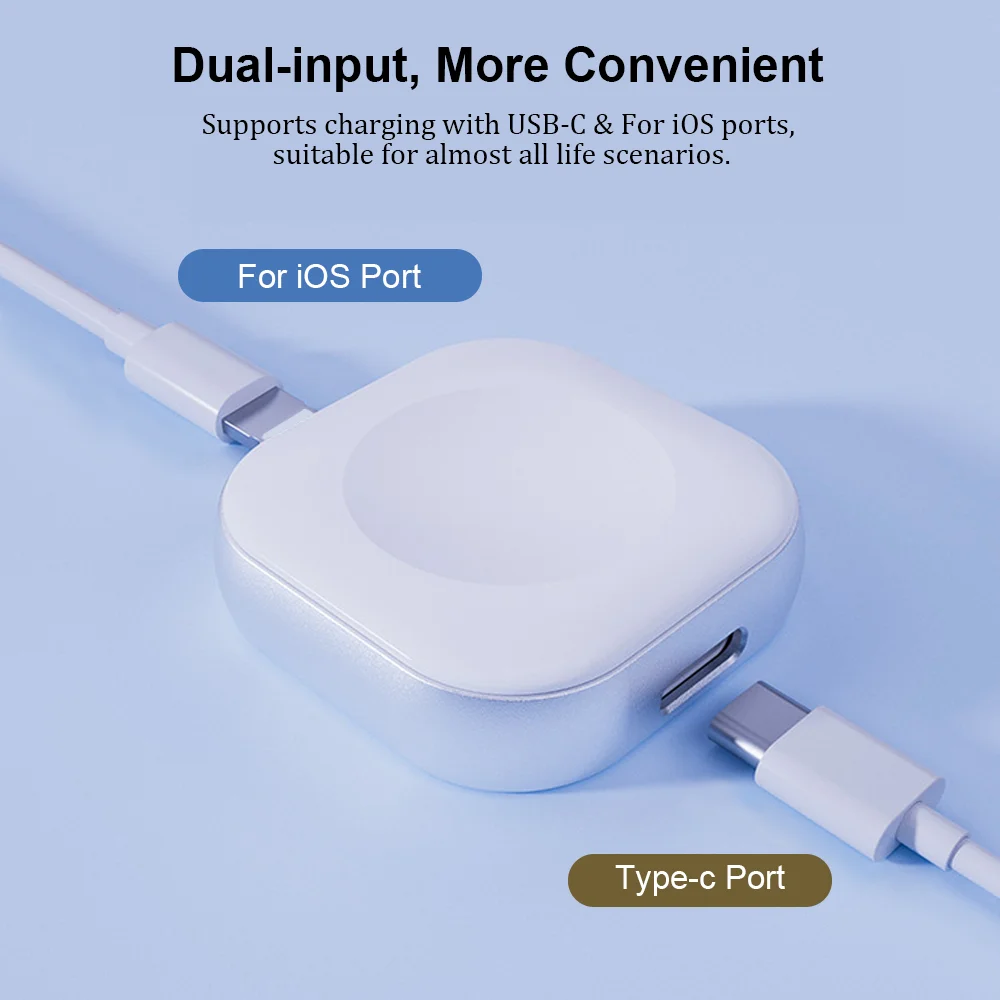 Portable For Apple Watch Magnetic Wireless Watch Charger Type C Two Interfaces Magnetic Fast Charger For iWatch 9 8 7 6 5 4 3 2 - view 4