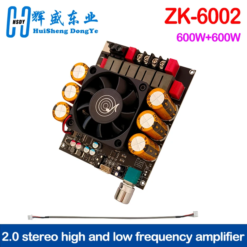 DC 18-50V ZK-6002 Pure Post Amplifier Board 2.0 Stereo With High And Low Frequency Modulation 600W+600W Amplifier Chip TPA3255