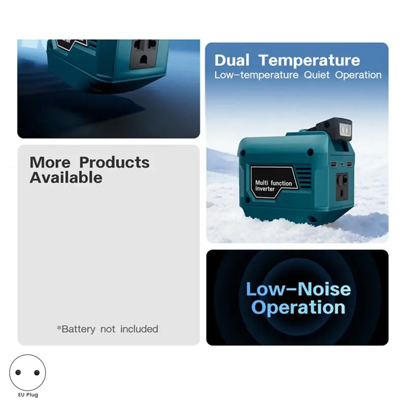 ABYN-New 250W Power Inverter For USB Type-C DC Port Output 220V AC Conversion From DC 18V-21V EU-PLUG