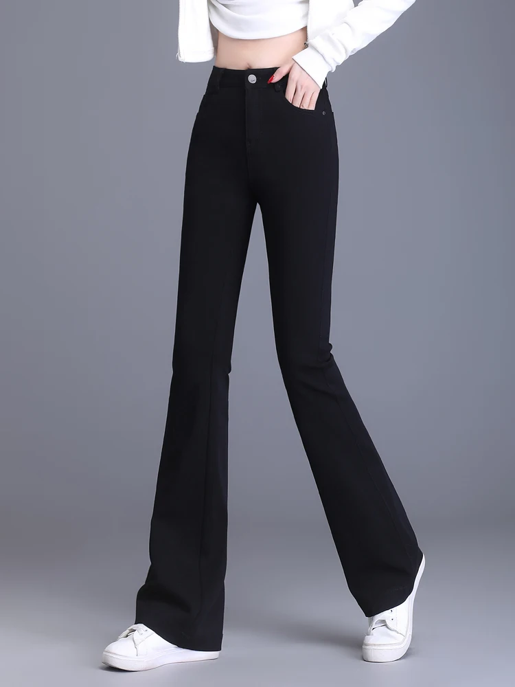 

High Waist Bell Bottom Jeans Women's Spring 2023 New Style Elastic Slimming Long Pants Cotton Stretch Denim Bootcut Trousers