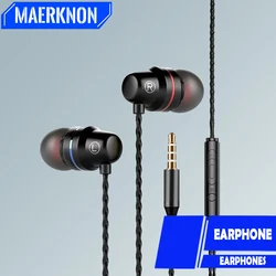 Auriculares con cable de 3,5mm, auriculares con cancelación de ruido, intrauditivos deportivos con micrófono, auriculares estéreo de graves para teléfono inteligente