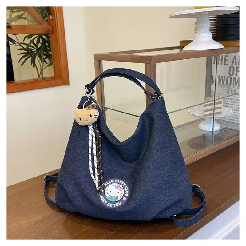 

Холщовая сумка на плечо Hello Kitty на молнии, большая сумка Y2k, женская большая вместительная дорожная сумка для покупок, модный рождественский подарок для девочек