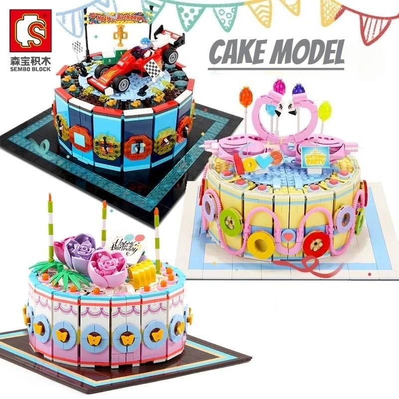 

Sembo Blocks с днем рождения, модель свадебного торта, цветок, фламинго, Juguetes, милые подарки для девочек для мальчиков, кирпичи «сделай сам», детские игрушки 601402