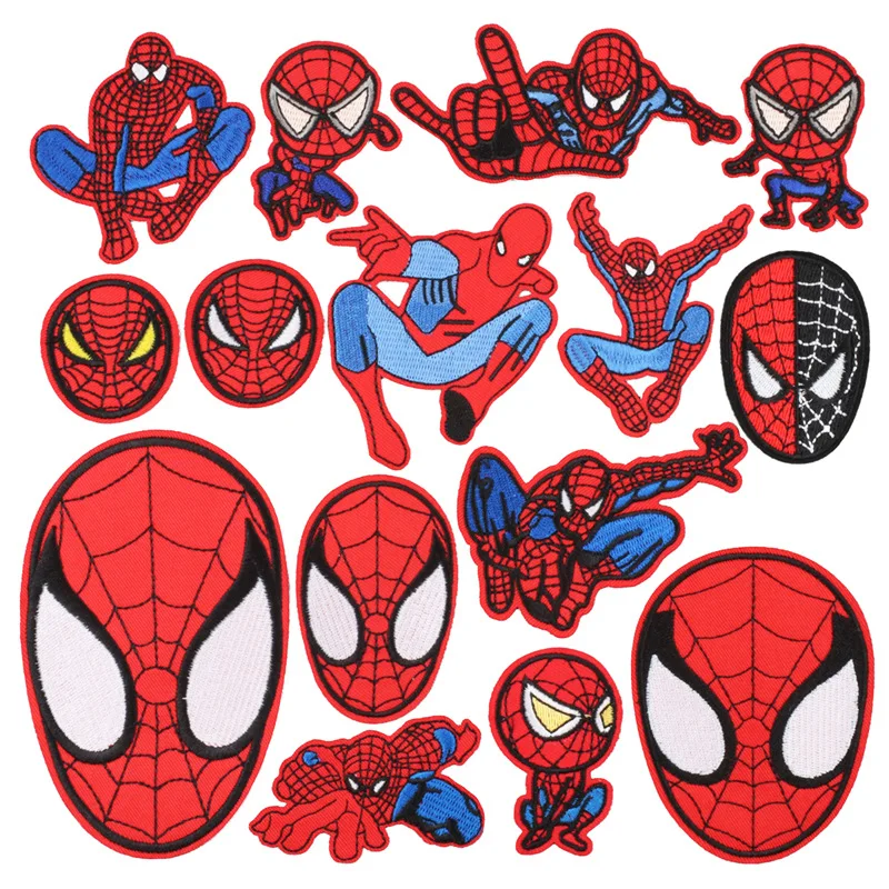 16pcs Spiderman embroidery Patch DIY Clothes Stickers Sew on Embroidery Patches Applique Iron on Clothing Pants Decor Sewing