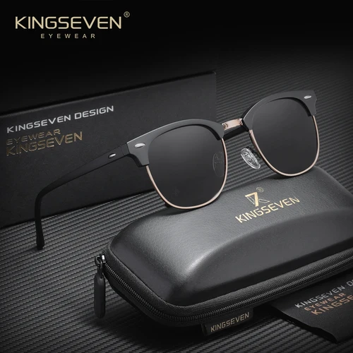 KINGSEVEN, gafas de sol informales de lujo con montura grande para mujer, gafas polarizadas UV400 a la moda con protección solar, gafas de aleación para conducir al aire libre