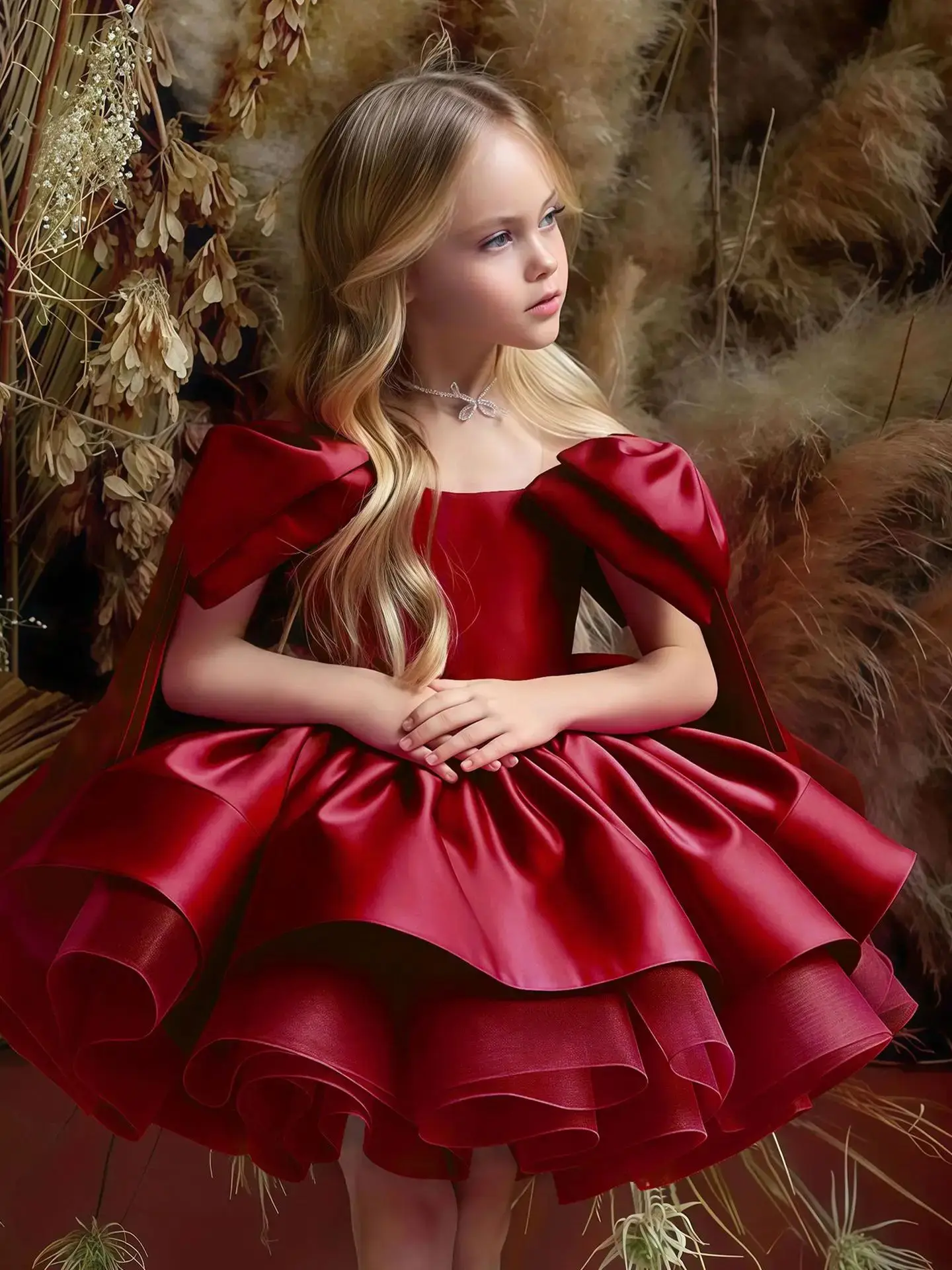 

Elegant Kids Dresses for Girls Christmas Wedding Children Bow Green Prom Gown Princess Birthday Party Vestidos