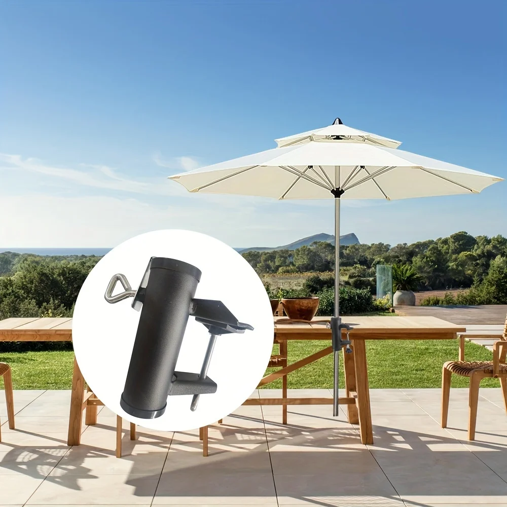 Abrazadera de fijación para playa, soporte para sombrilla para balcón, cubierta de Metal, piezas de soporte para exteriores, Clip fijo negro para Patio, 1 ud.