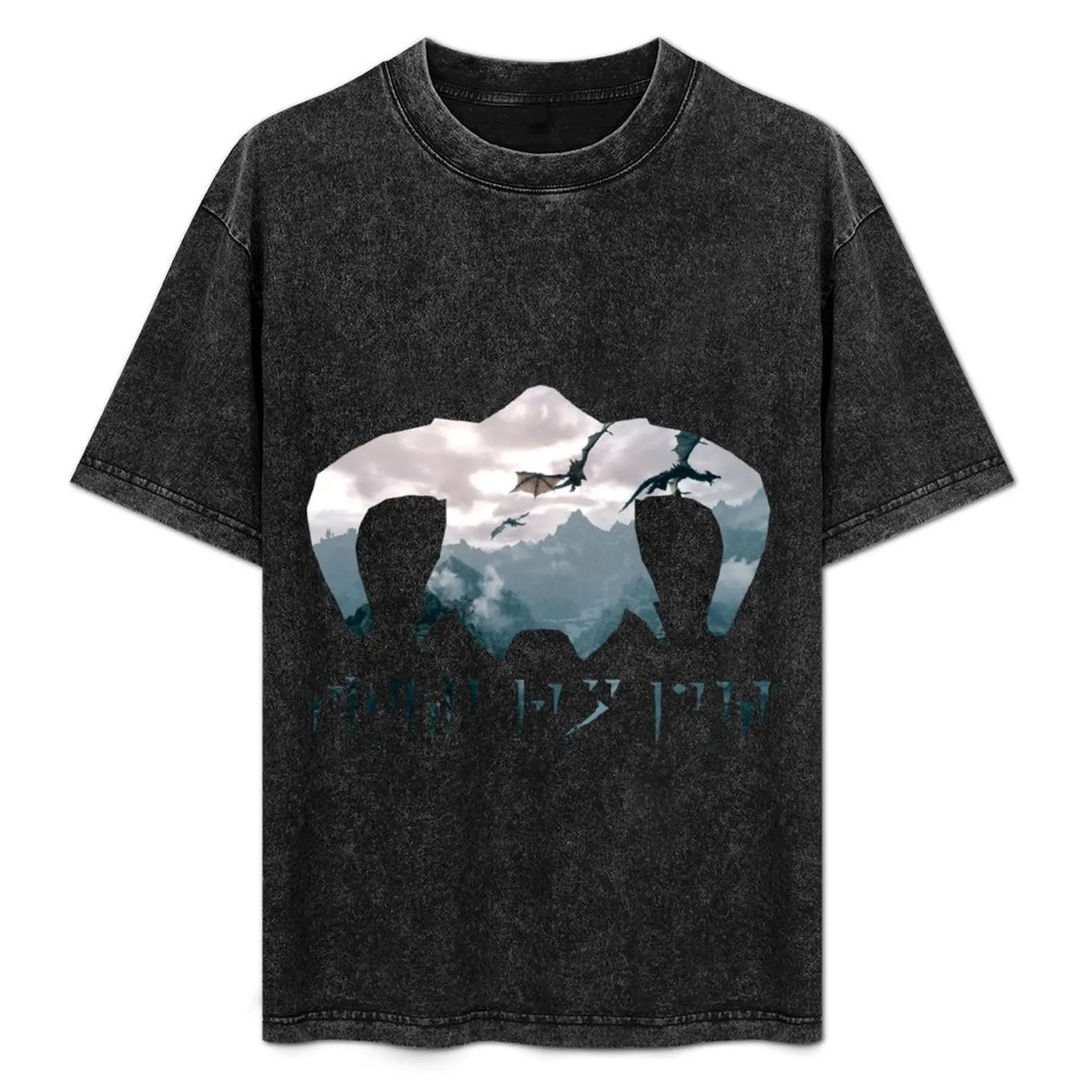 Skyrim: Helmet T-Shirt vintage anime shirt plus size clothes anime clothes plus size men clothing