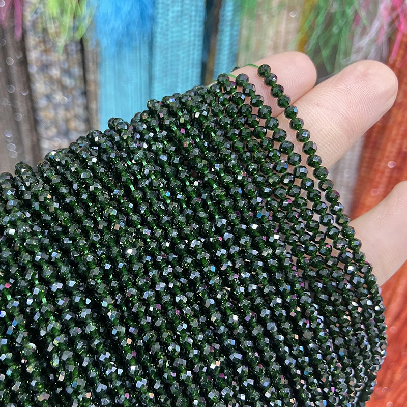 Natural Faceted Green Sand Stone Gemstone Stone Round Loose Spacer Beads For Jewelry Making Bracelet Necklace Handmade 2 3 4mm