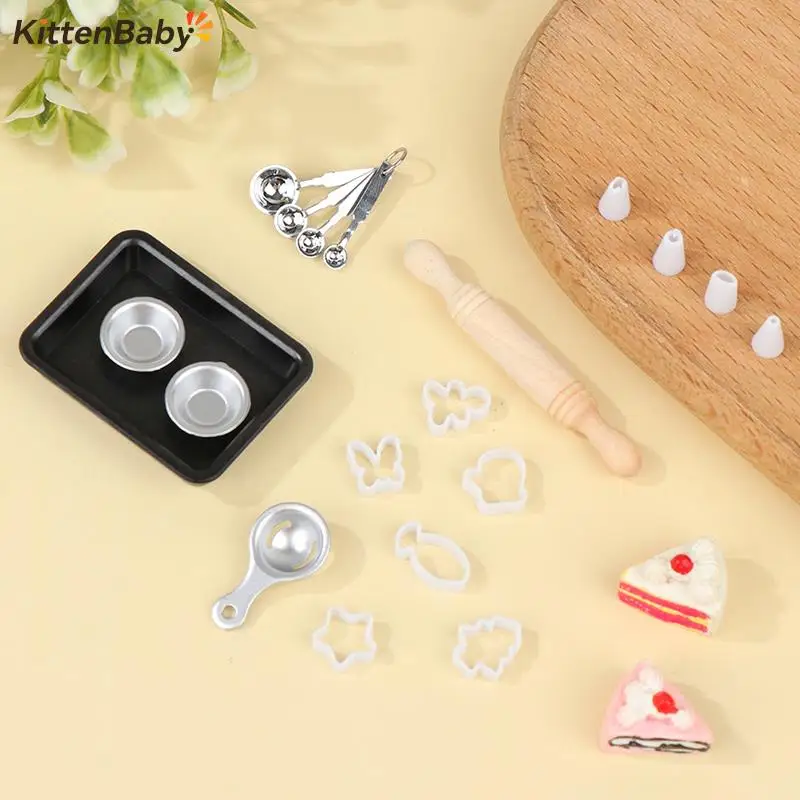 1 Set 1:6 1:12 Dollhouse Miniature Baking Mold Bakeware Baking Piping Measuring Spoon Model Kitchen Decor Play House Toy