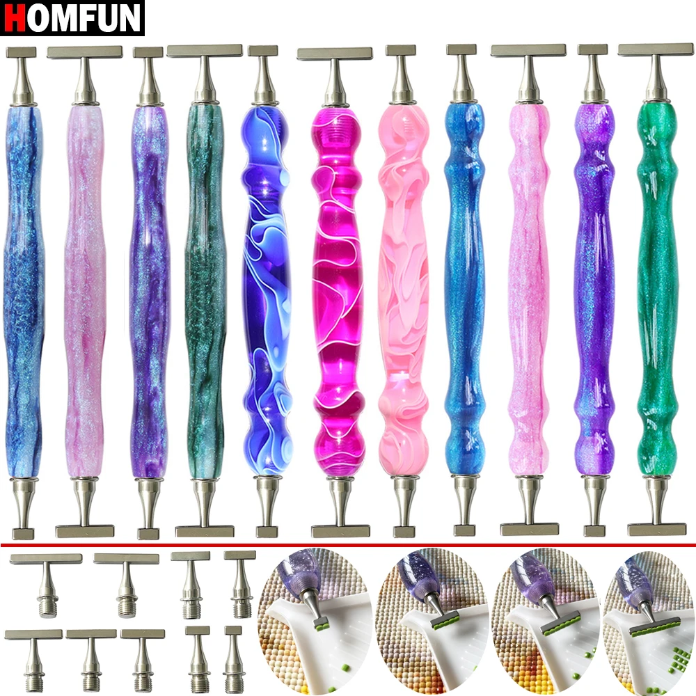 HOMFUN New Threaded Bits Accessories Embroidery Pen，Diamond Painting Dot Drill Tool，Multifunctional Metal Screw Thread Tips