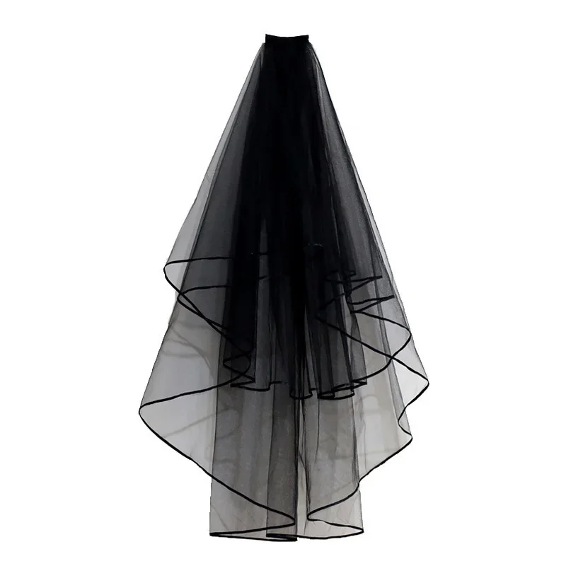 

Gothic Ribbon Bridal Women Accessories 2 Tiers with Comb Wedding Party Short Accessories