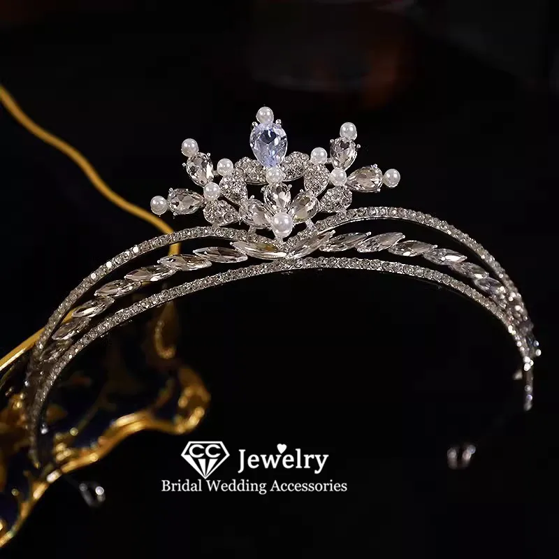 

CC Trendy Crown for Wedding Women Accessories Bridal Headpiece Engagement Jewelry Water Drop Shape Tiaras Pageant Diadems AN466