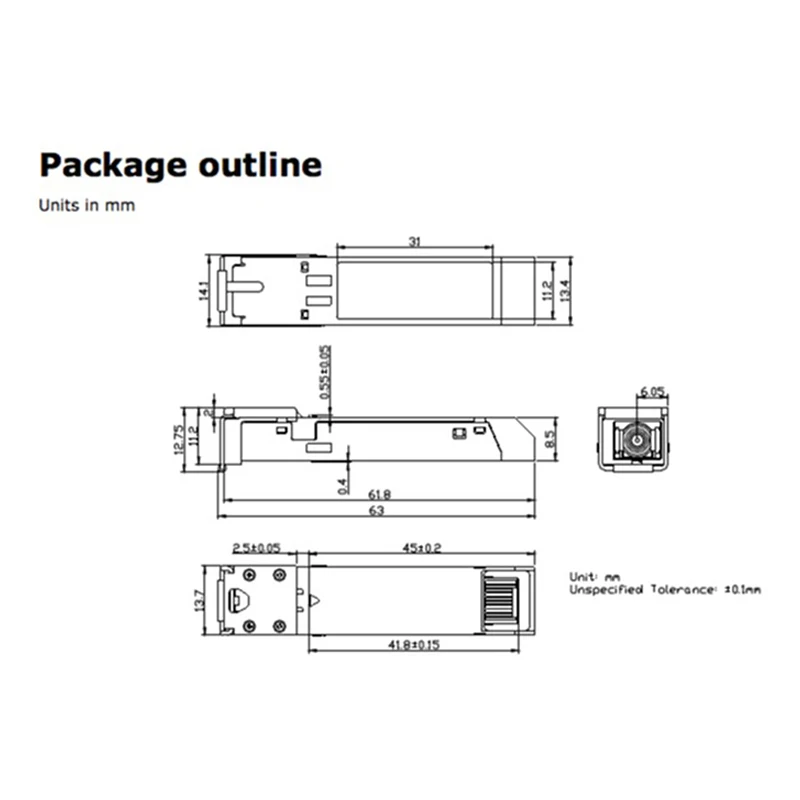 Modulo ricetrasmettitore multimodale Gigabit Finisar SFP FTLF8524P2BNL 4.25G 850NM 500M