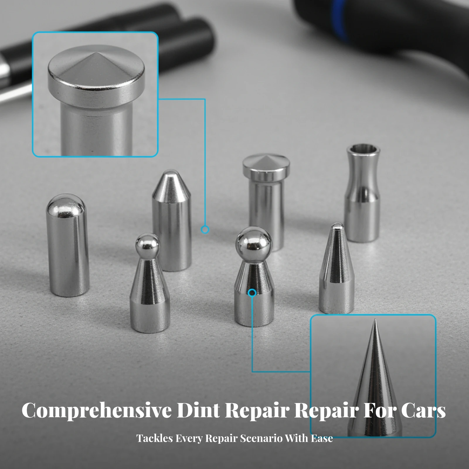 7 Pieces Automotive Indentation Repair Tips Indentation Repair Tip Set Silver Finish Long-Lasting Material Seven-Piece Tip