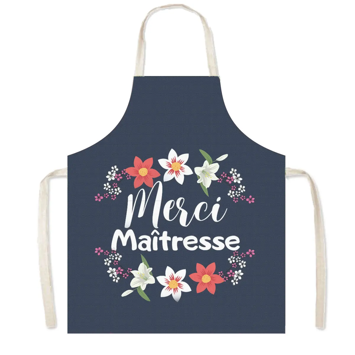 Super Atsem Merci Maitresse Cooking Aprons Teacher\'s Day Graduation Gift Kids Bib Women Baking Apron Household Cleaning Tools