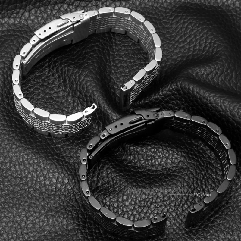 Pulsera de acero inoxidable de malla sólida para Seiko, correa de reloj con hebilla desplegable de buceo de Metal de 18mm, 20mm, 22mm y 24mm para pulsera Rolex
