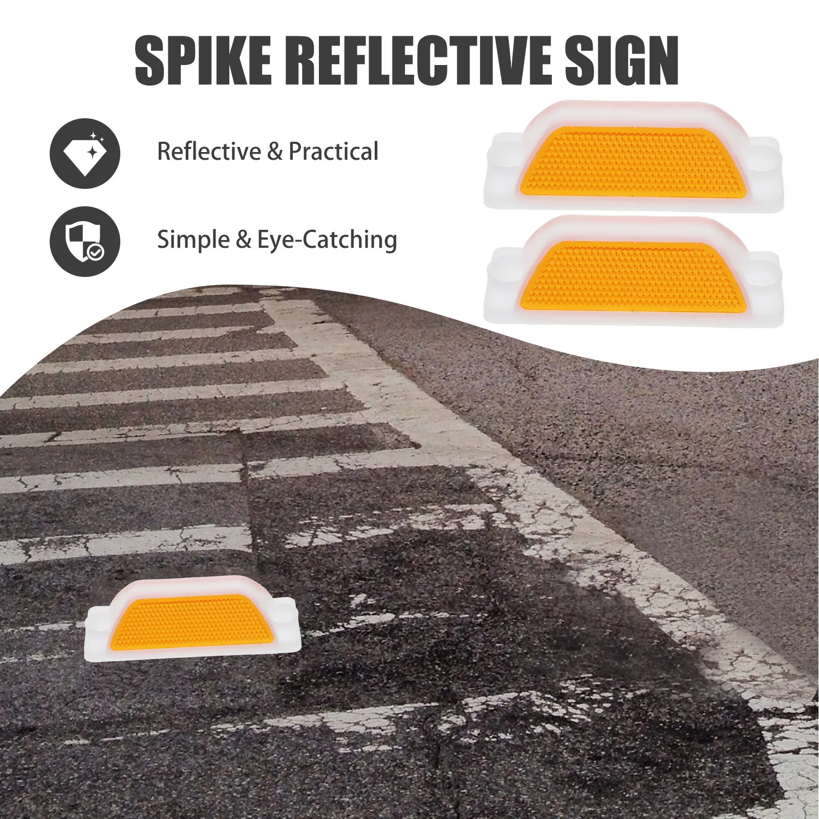 8Pcs Reflective Road Stud Markers High Visibility Plastic Pavement Reflectors Driveway Entrance Garage Parking Lot Safety Sign