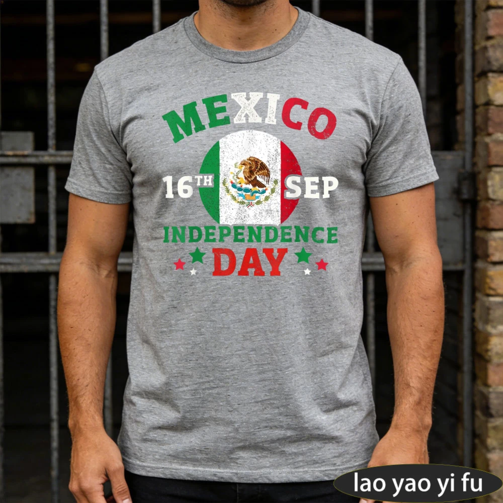 Mexico Independence Day 16th September Mexican Tee T-Shirt Mexican Vintage Flag Print Clothes Streetwear Summer Tops