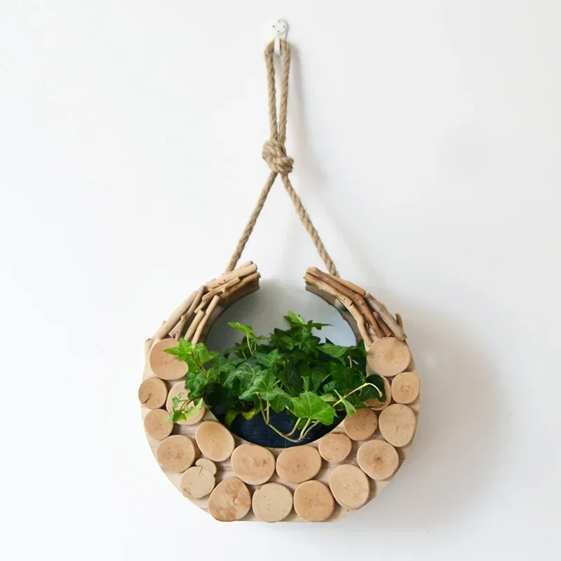 Decorative Vase Pure Handwork Wooden Vase Decorated Solid Wood Flower Pot for Creative Glass Floral Hydroponic Container Home