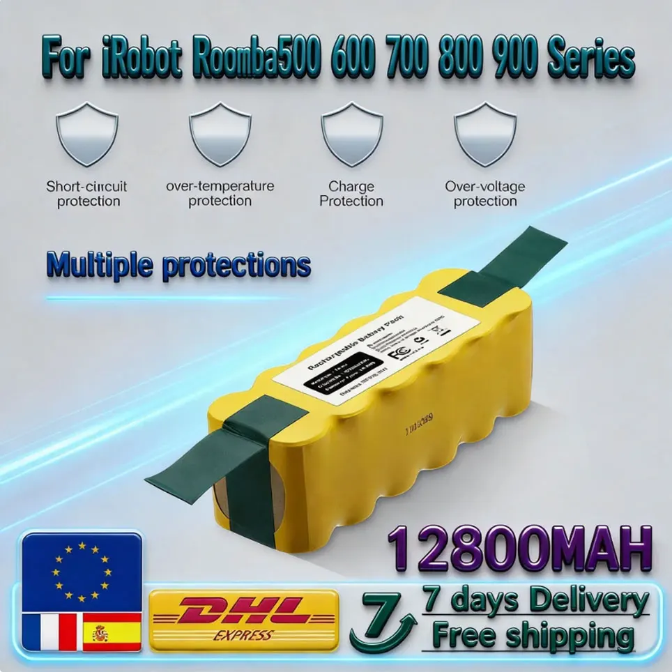14,4V 4800-12800mAh Akku für iRobot Roomba 500 600 700 800 900 595 620 650 780 890 – Ersatzakku für Roomba Staubsauger