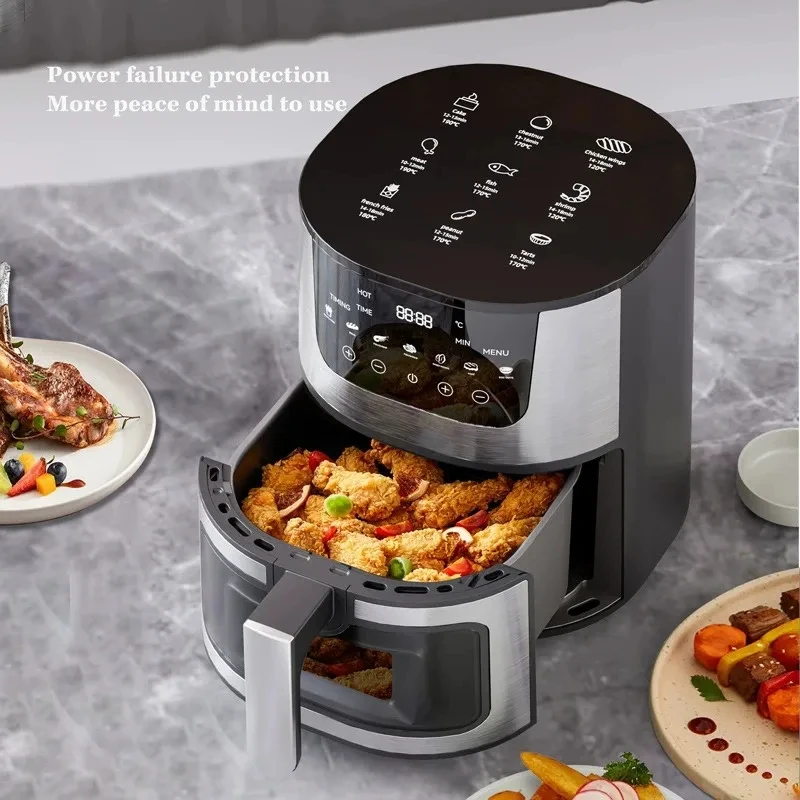7L Visual Household Large Capacity Multifunctional Stainless Steel Air Fryer Freidora Aire
