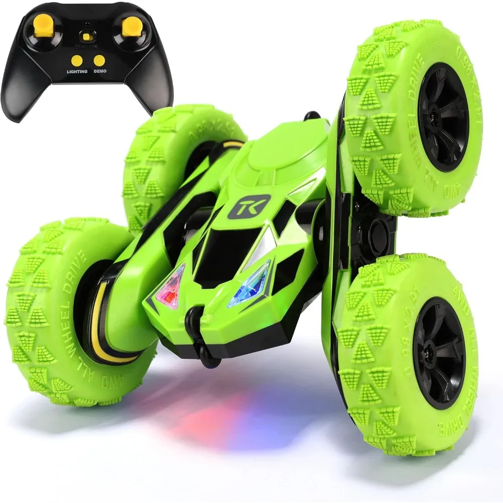 

Threeking RC Stunt Cars Автомобиль с дистанционным управлением, двухстороннее вождение, вращающийся автомобиль с поворотом на 360 градусов, зеленый
