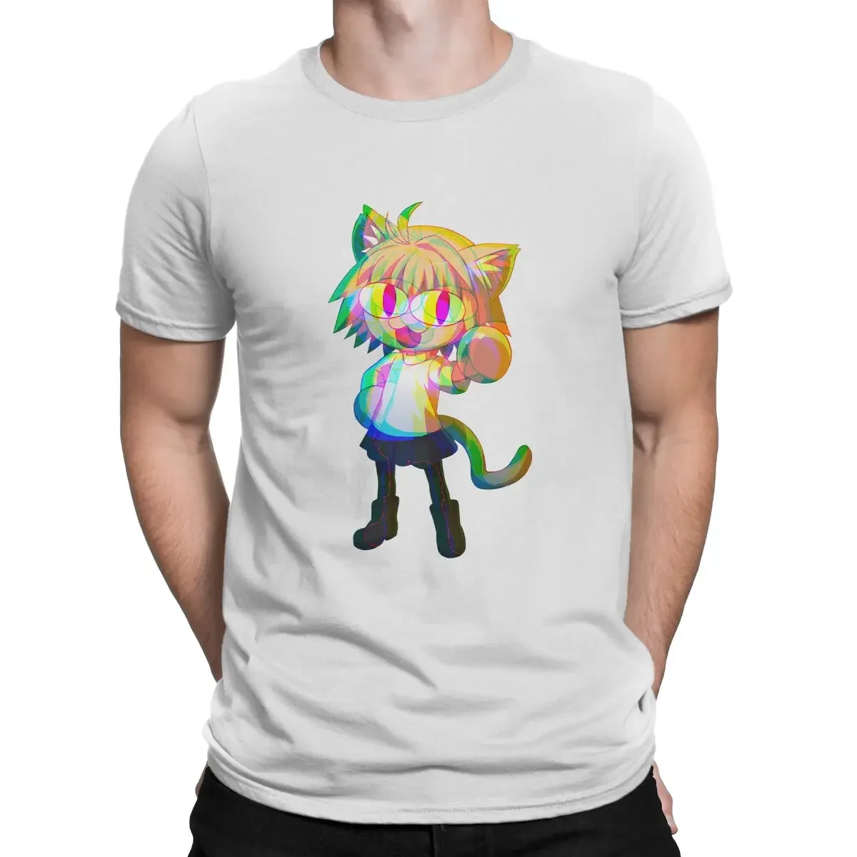 Effect Glitch Color Special TShirt Neco Arc NECOARC Cat Casual T Shirt Hot Sale T-shirt For Men Women