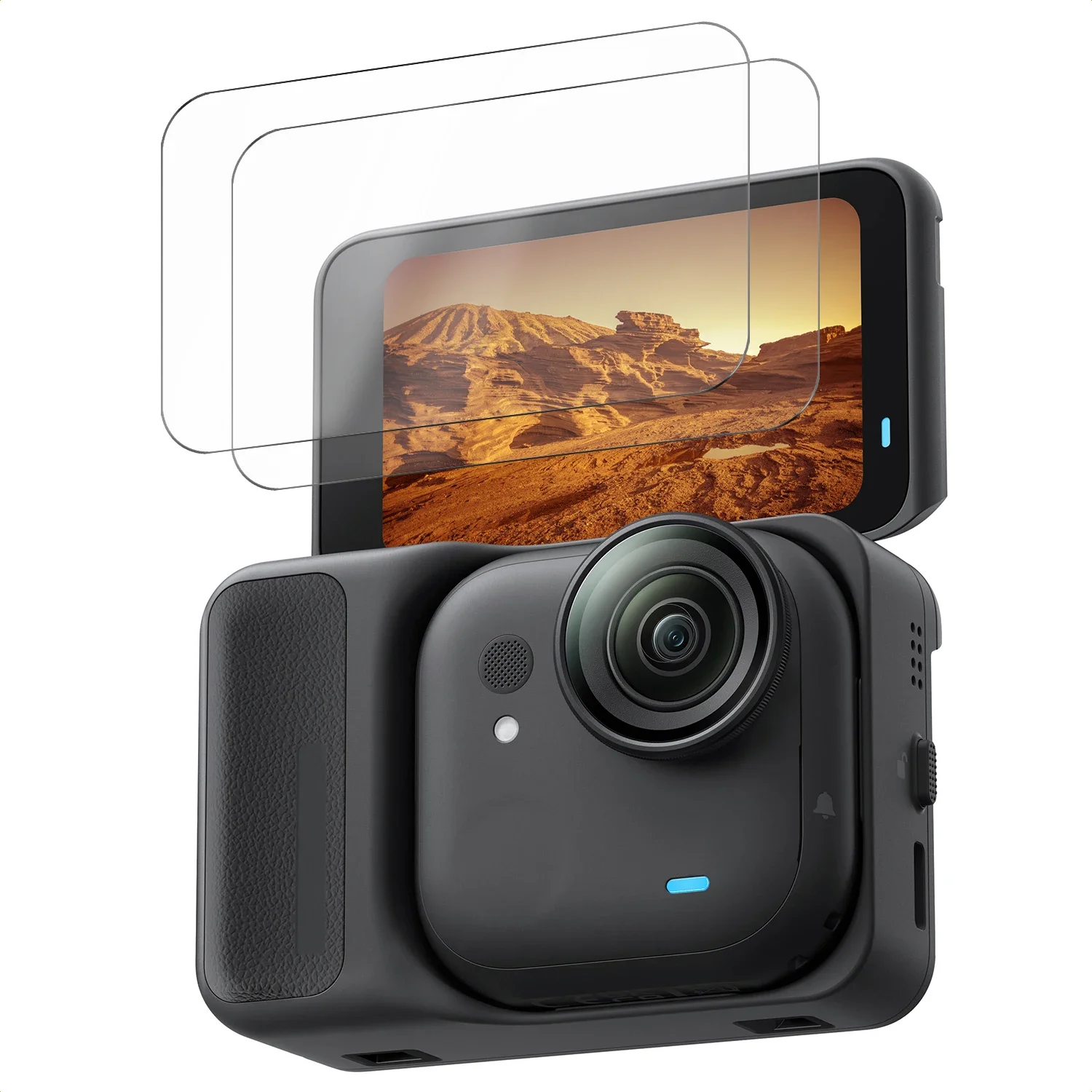 K&F CONCEPT Комплект из 3 шт защитных плёнок для Insta360 GO Ultra 2.5D Защита изогнутых краёв Высокая чёткость Закалённое стекло Твёрдость 9H