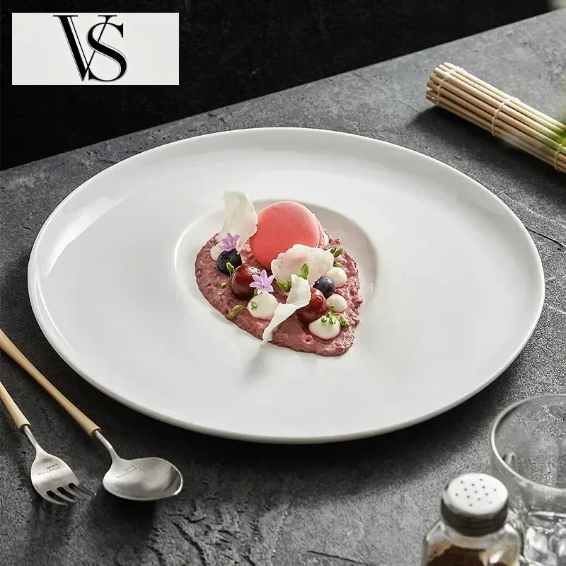 Plate Italian Noodle Service Plates Cooking Molecular Display Tableware White Circular Comma Ceramic Plate Dessert Sushi
