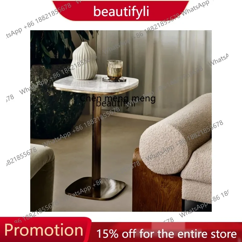 

new Nordic Minimalist Marble Side Table Light Luxury Household Small Apartment round Table Metal Side Table s8350