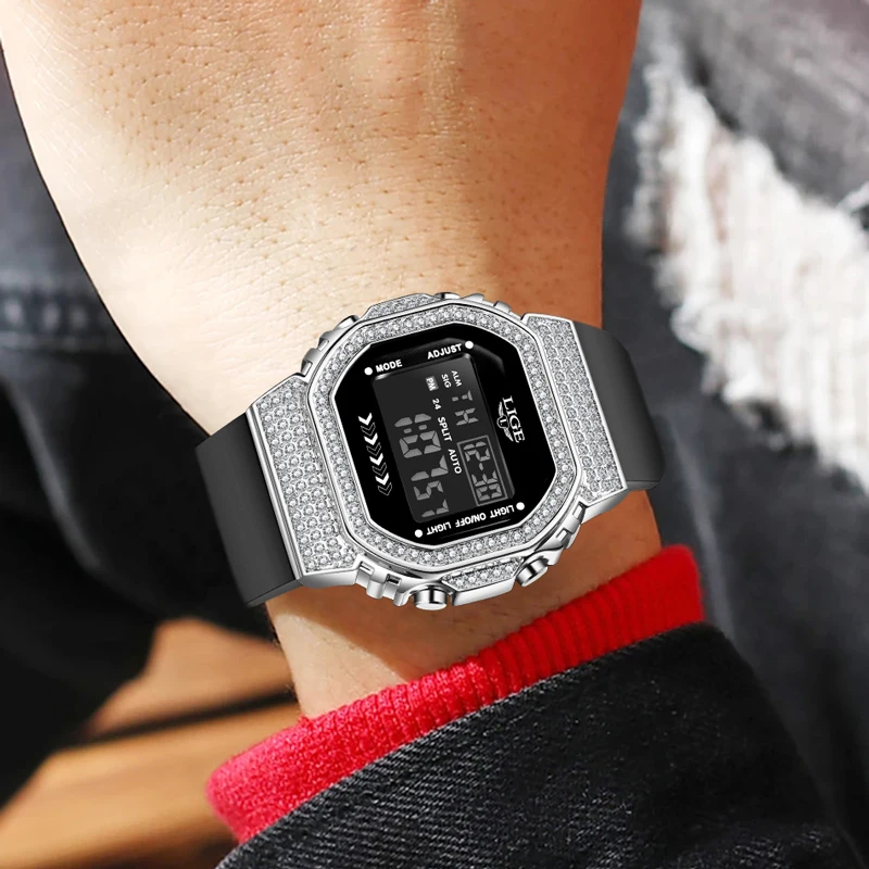 LIGE Спортивные электронные мужские часы на открытом воздухе, силиконовые модные повседневные часы, водонепроницаемые светящиеся будильники, цифровые мужские часы с автоматической датой
