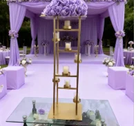 5pcs)wholesale wedding supplies centerpiece gold iron flower stand with candle holder qq244