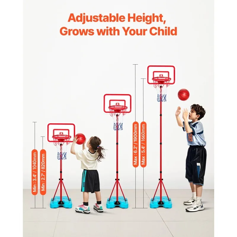 

【From China】 Toddler Adjustable Basketball Hoop 104-190CM Rack for Kids Outdoor Indoor Ball Sport Backboard Rim Shoot Children