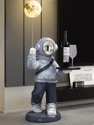 115CM Luminous Astronaut Statue Tray Storage Rack Astronaut Sculptures Nordic Style Home Decor Living Room Large Welcome Statues