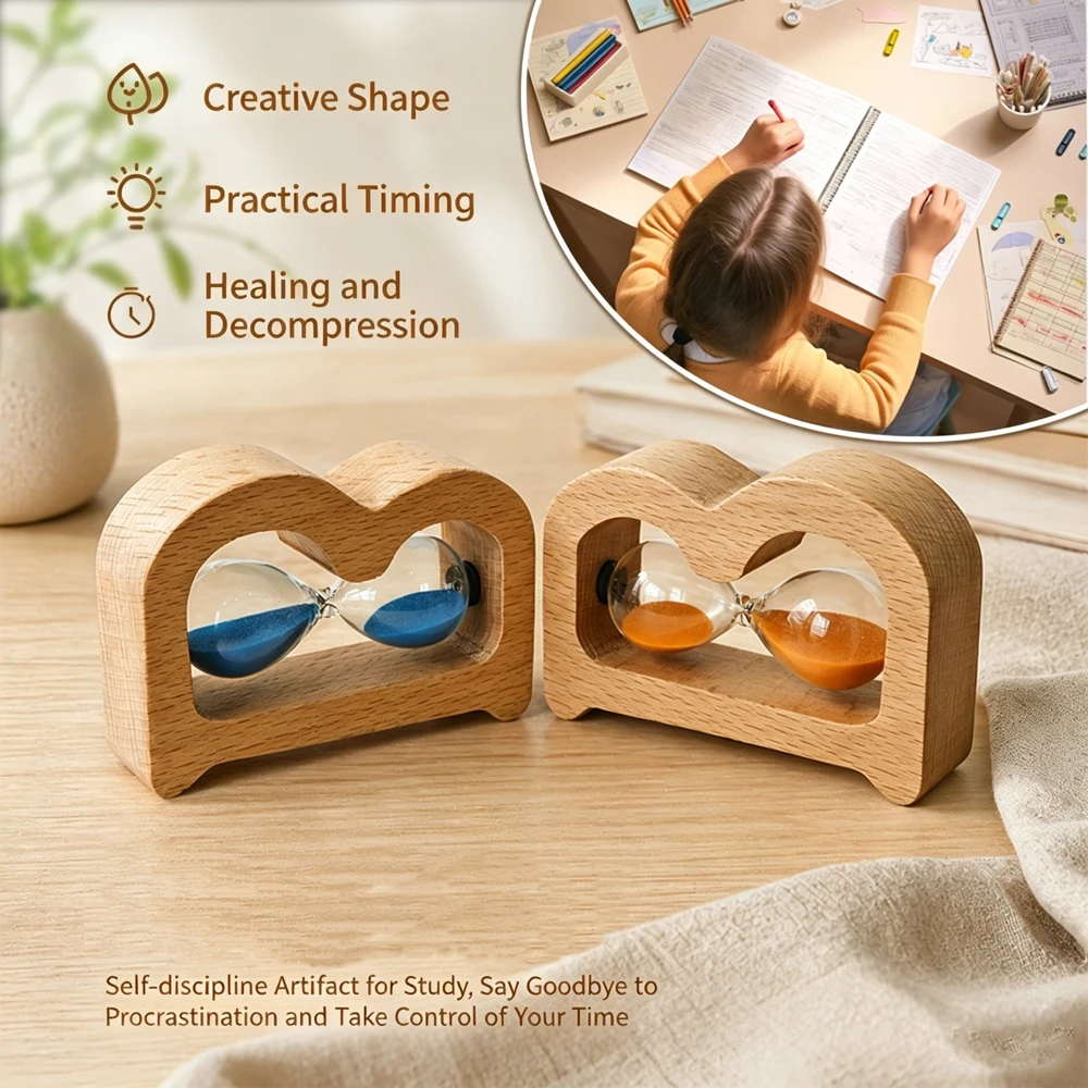 Letter B Design Wooden Hourglass Timer Home Living Room Desktop Decoration Children Birthday Gift Portable Sand Clock 3/5Minutes