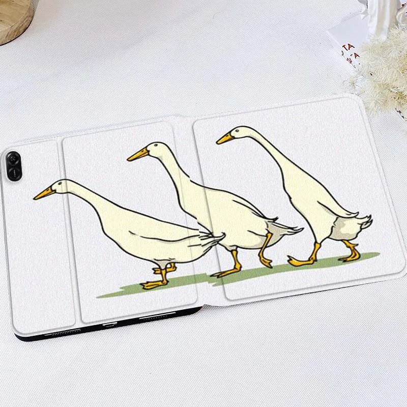 

Cute White Duck Walking Gift For Huawei MediaPad T5 T10s M6 M5Lite SE Honor Tab 5 6 7 V7 V8 X8a X9a Pro Soft Tablet Case