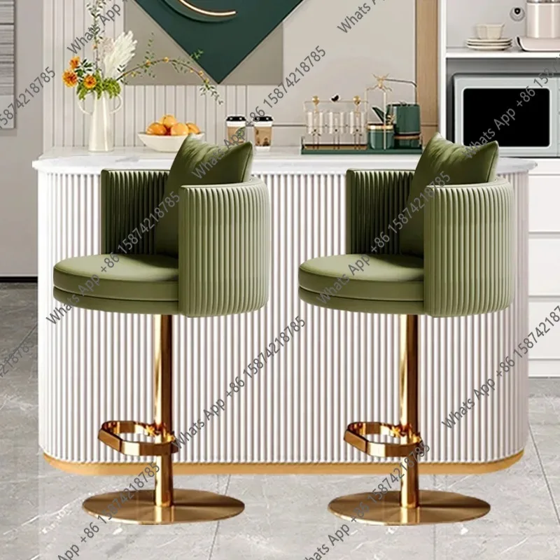 X Patio Simple Metalic Bar Chairs Gold Vintage Barbers Bistro Waiting Bar Chairs Counter Fashion Banqueta Luxury Furniture