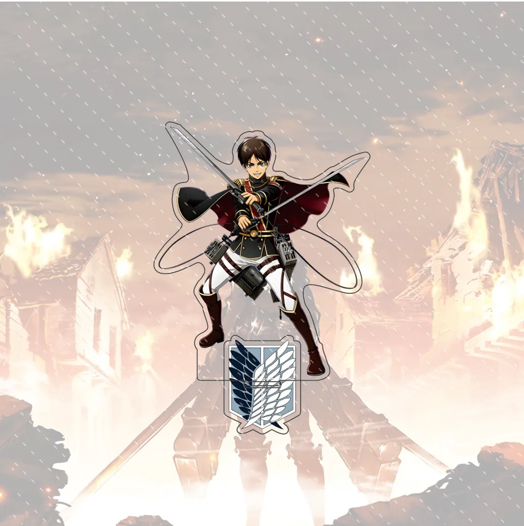 أنيمي هجوم على تيتان 15 سنتيمتر الاكريليك الدائمة إرين ميكاسا ليفي إروين أرمين عمل أرقام نموذج سطح المكتب الديكور حامل هدية #2