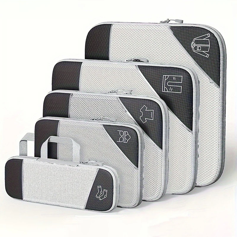 

5 шт., дорожная сумка для хранения одежды, компрессионная упаковка, куб, легкие органайзеры для багажа, сумка для упаковки, дорожные аксессуары