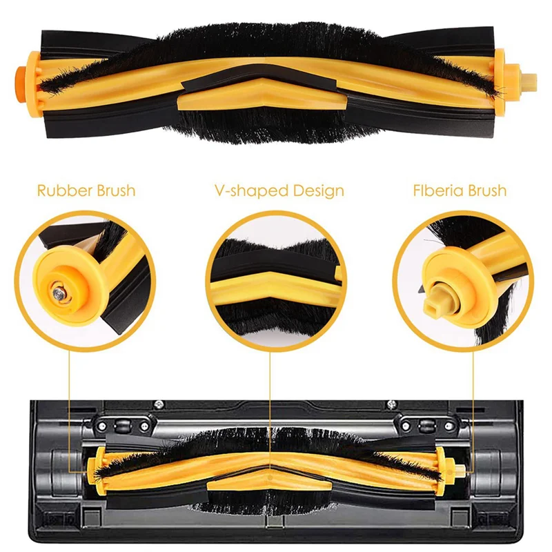 A44T 2X Main Side Brush Filter Replacement For Ecovacs Deebot Ozmo 920, 950, T8, N8, T9 Series Robot Vacuum Cleaners