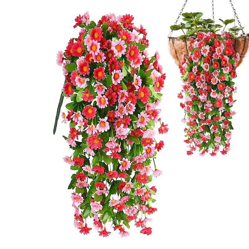 

Fake Flowers Artificial Plants Outdoor 19.69inches UV-Resistant Weatherproof Silk Greenery Realistic Plant Decor Rustic Daisy
