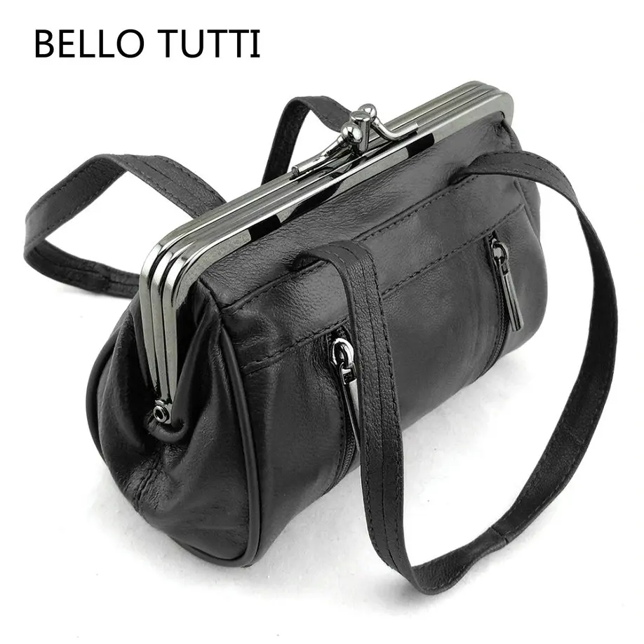 

BELLO TUTTI Women Coin Purse Genuine Leather Card Holder Wallet Metal Frame Change Purse Girl Original Sheepskin Small Coin Bag