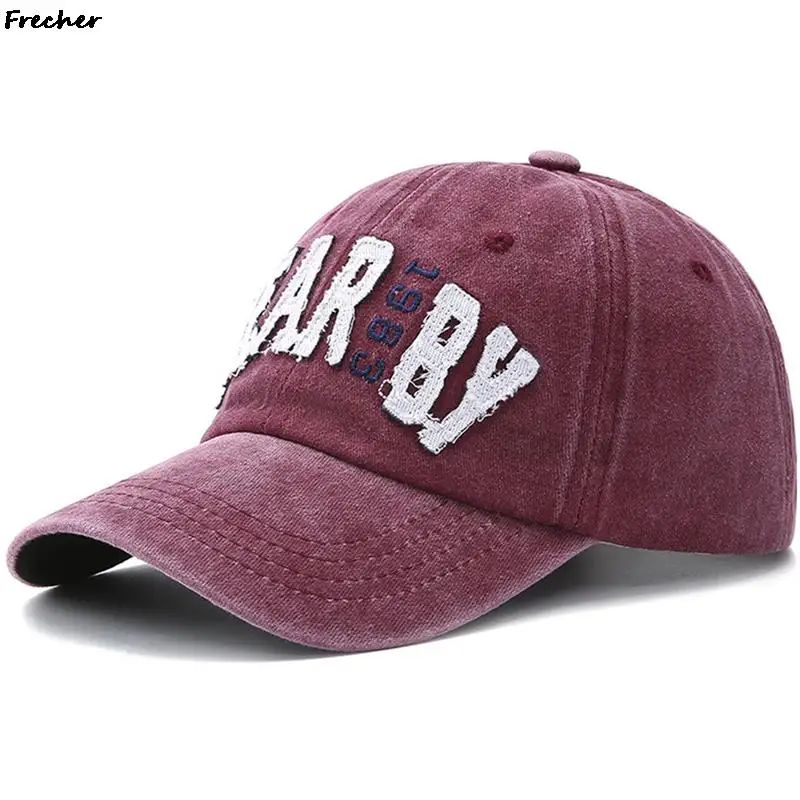 NEARBY Distressed Hat Embroidery Sun Hats Women Men Hip Hop Golf Caps Comfortable Sports Visors Rock Punk Jeans Cap Letter